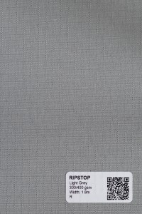 Light Grey Ripstop 300/400 gsm fabric swatch, tear-resistant acrylic-coated polyester for tents, awnings, bags and bakkie covers.