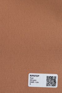 Rust Ripstop 400gsm fabric swatch, tear-resistant acrylic-coated polyester for tents, awnings, bags and bakkie covers.