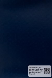 Smart Ikhaya Dark Blue PVC swatch available in 550/700/800gsm, waterproof from light-medium to extra heavy-duty fabric for truck covers, tents and more