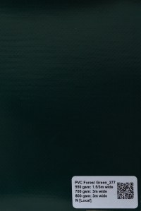 Smart Ikhaya Forrest Green PVC swatch available in 550/700/800gsm, waterproof from light-medium to extra heavy-duty fabric for truck covers, tents and more