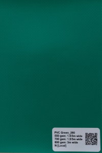 Smart Ikhaya Green PVC swatch available in 550/700/800gsm, waterproof from light-medium to extra heavy-duty fabric for truck covers, tents and more