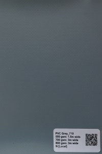 Smart Ikhaya Grey PVC swatch available in 550/700/800gsm, waterproof from light-medium to extra heavy-duty fabric for truck covers, tents and more