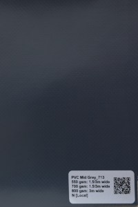 Smart Ikhaya  MidGrey PVC swatch available in 550/700/800gsm, waterproof from light-medium to extra heavy-duty fabric for truck covers, tents and more