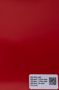 Smart Ikhaya Red PVC swatch available in 550/700/800gsm, waterproof from light-medium to extra heavy-duty fabric for truck covers, tents and more
