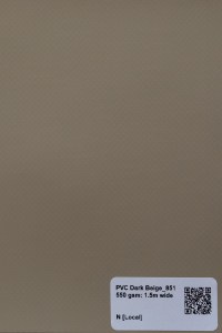 Smart Ikhaya Dark Earth PVC swatch available in 550gsm, waterproof medium-duty fabric for truck covers, tents and more